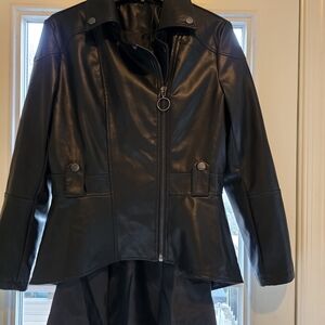 DG2 by Diane Gilman Sleek Black Waterfall Leather Jacket